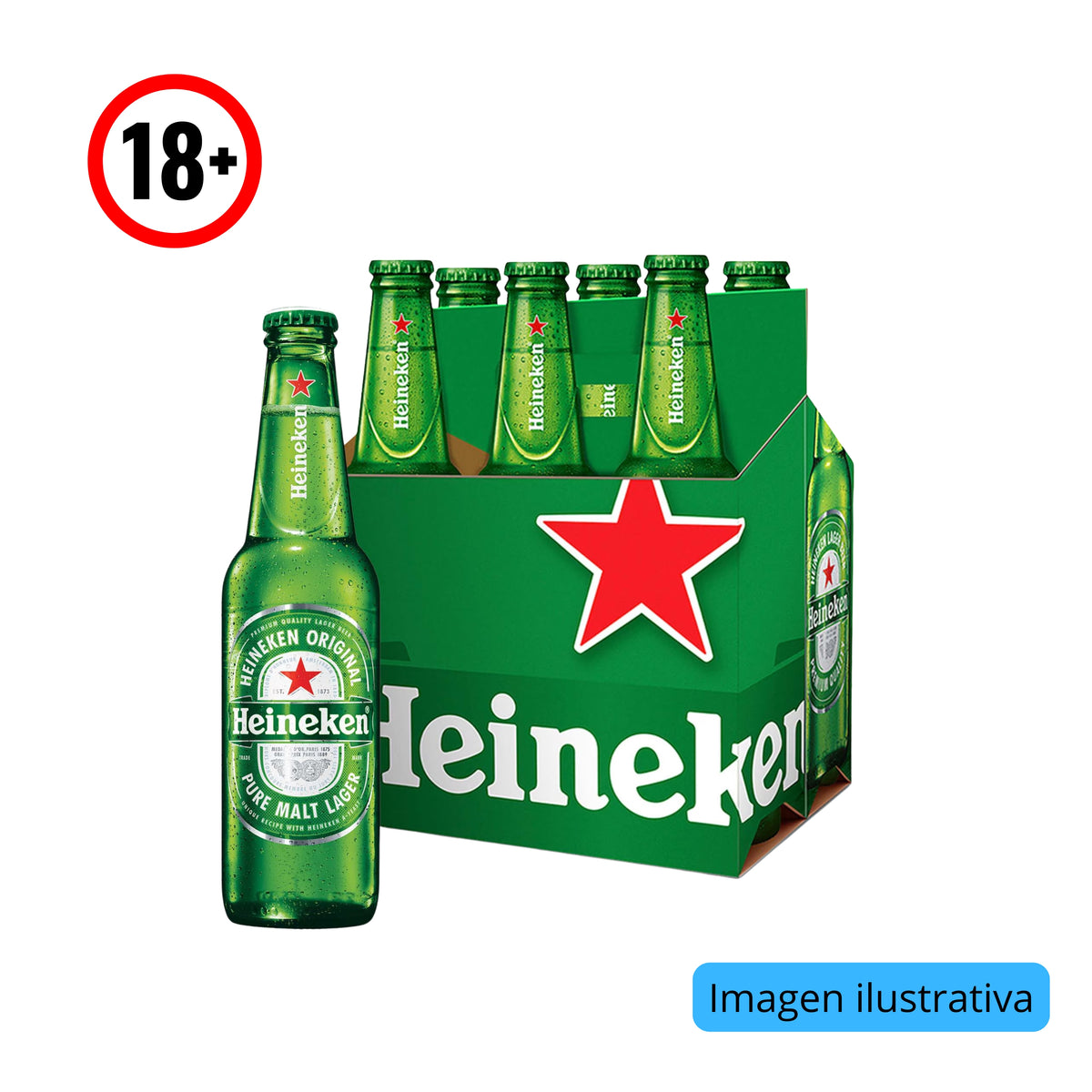 Cerveza Heineken 6-355 ml Botella No Retornable Six