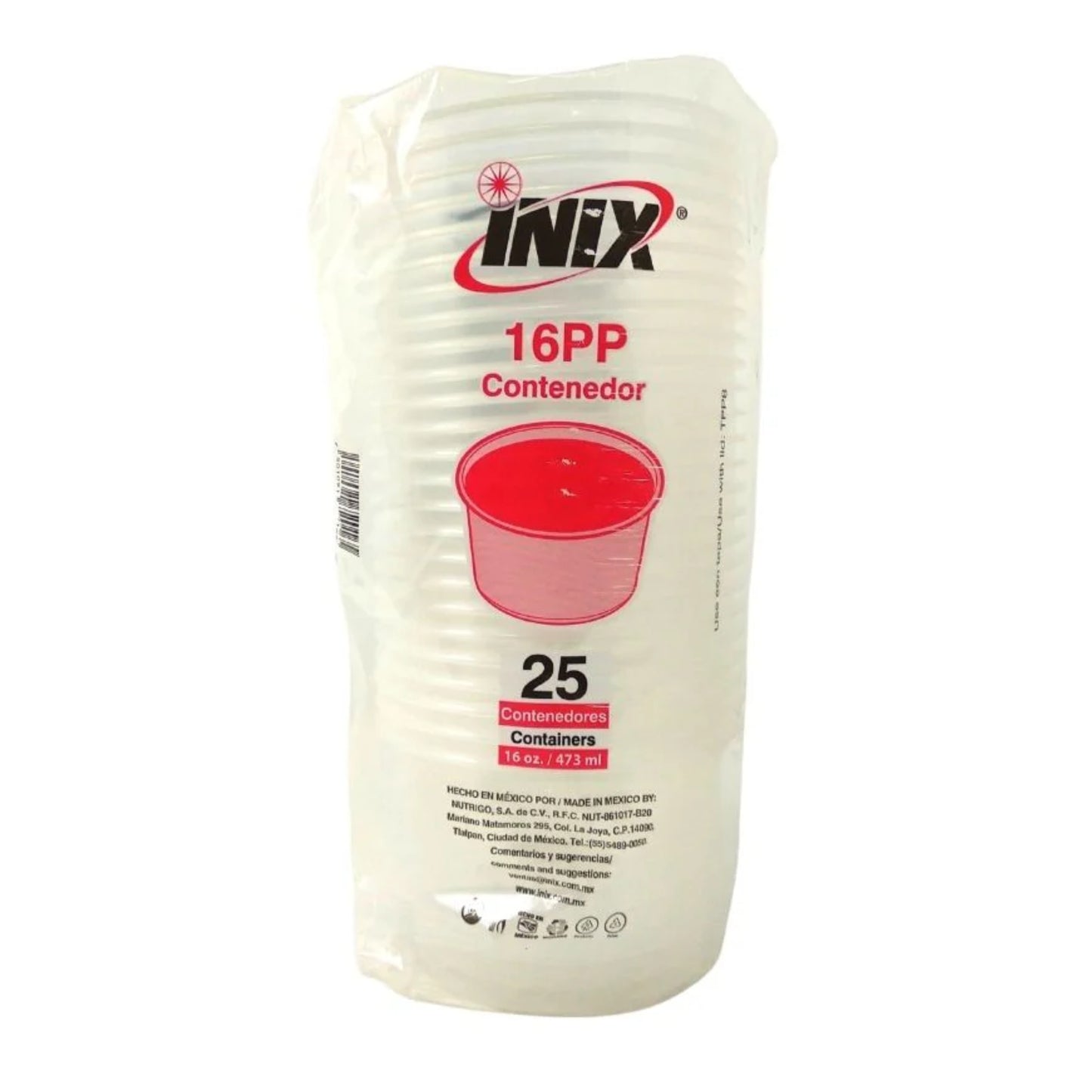 Contenedor Inix 16 PP 25 Piezas 473 ml