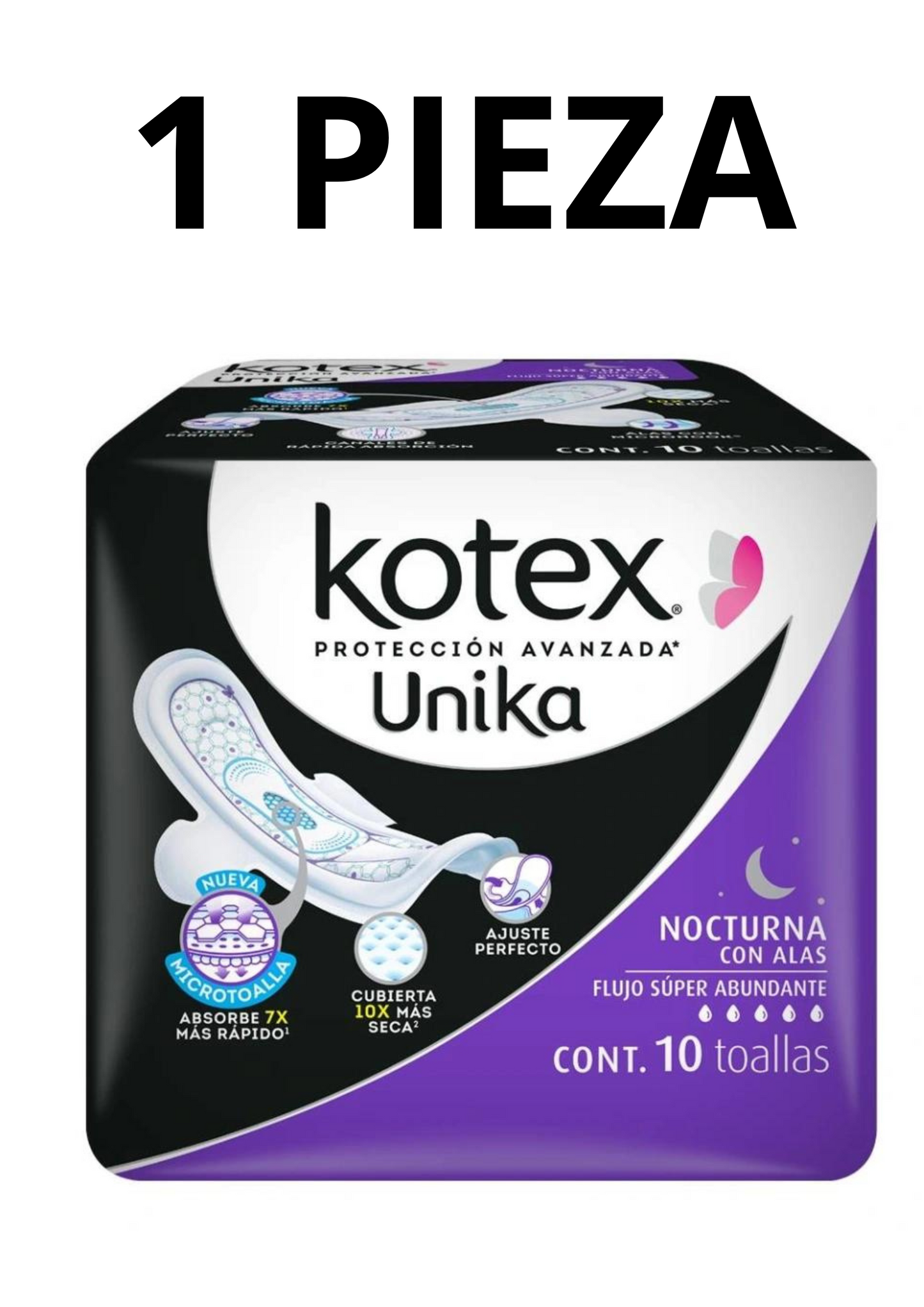 Toalla Kotex Unika Nocturna Con Alas Pieza