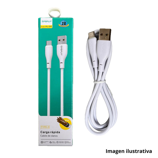 Cable Sabala USB 2A Tipo C carga y Datos 20w