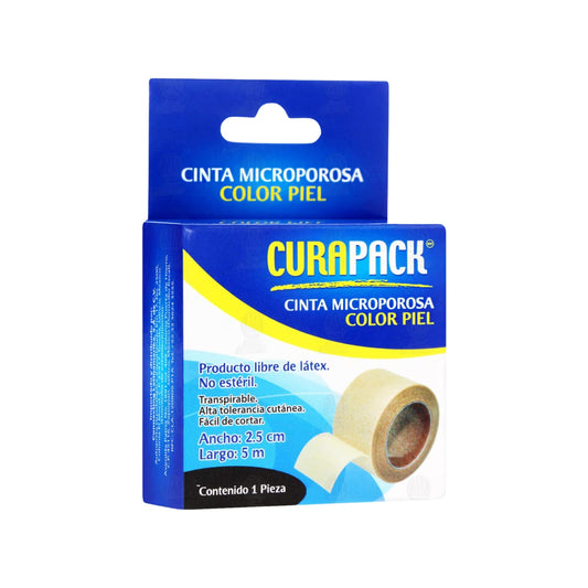 Cinta Microporosa Curapck color piel  2.5 cm x 5 m