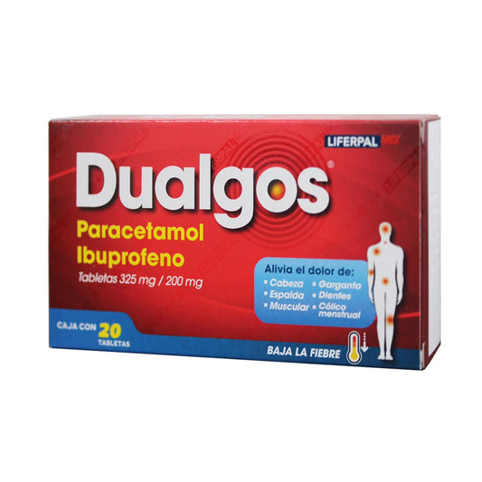 Dualgos Paracetamol 325 mg- Ibuprufeno 200 mg 20-Tab Caja