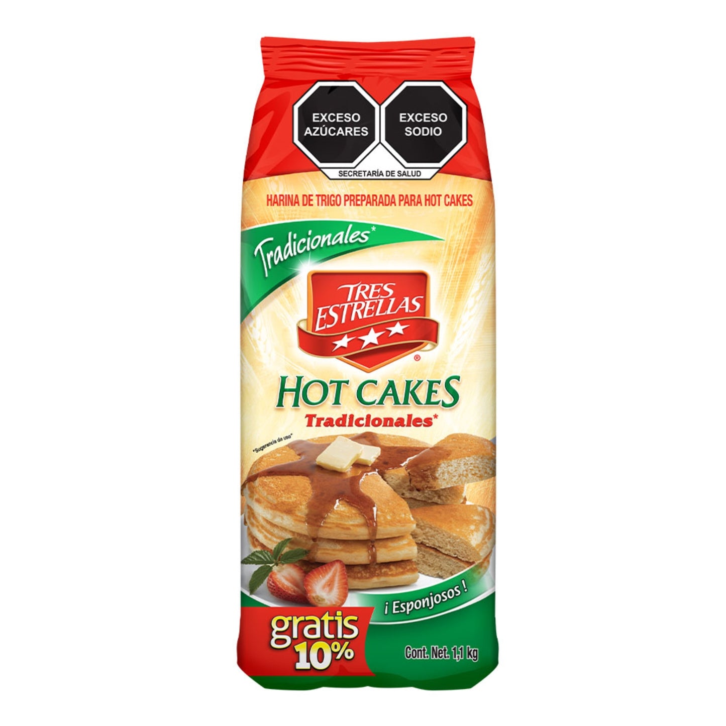 Harina para Hot Cakes Tres Estrellas 10% Gratis 1.1 kg