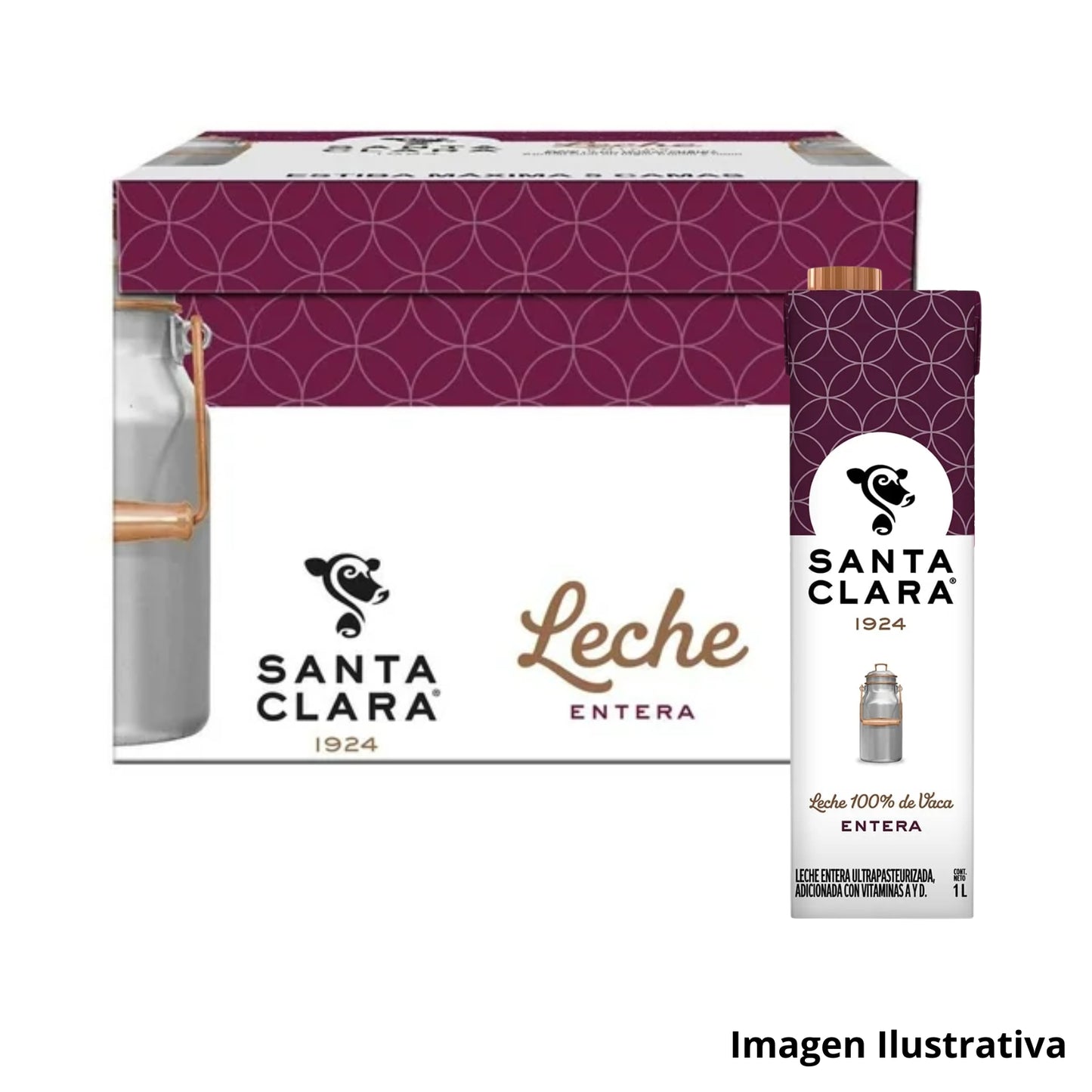 Leche Santa Clara Entera 1 lt-12 Caja