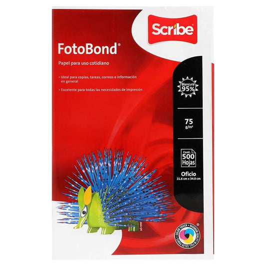 Paquete de Hojas Blancas Scribe Fotobond 95% Tamaño Oficio 500 Piezas