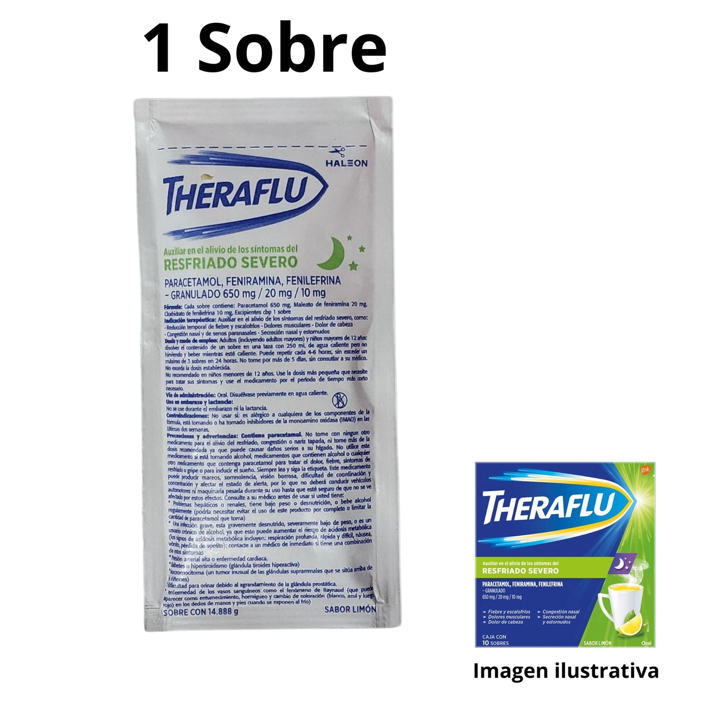 Theraflu  Te Antigripal Resfriado Severo 650 mg Sobre