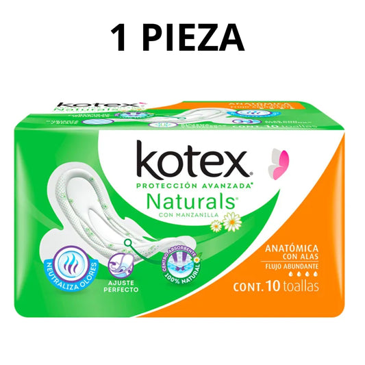 Toalla Kotex Anatomicas Manzanilla Regular con Alas Pieza