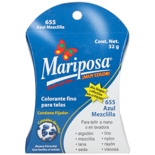 Colorante Mariposa Azul Mezclilla 32 gr
