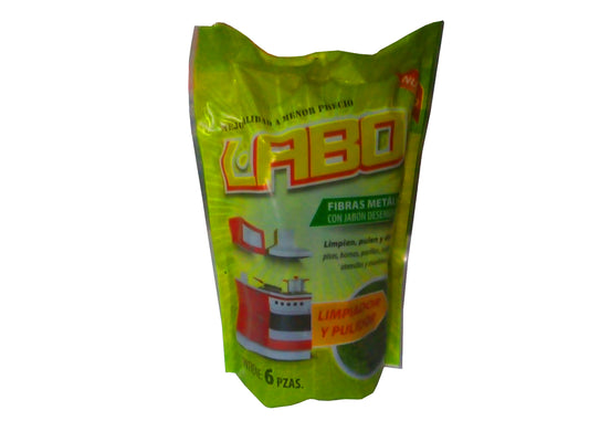 Fibra Metalica con Jabon Desengrasante 6 Piezas