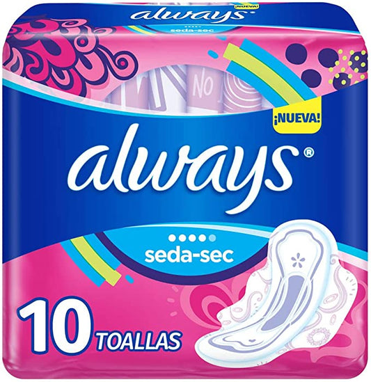 Toallas Always Seda- sec  Dia Con Alas 10 piezas